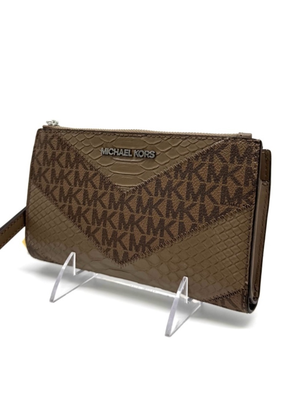 Michael Kors Large Jet Set Travel Logo Double Zip Wallet Dusk Multi